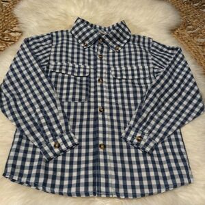 Classic Navy Checkered Kids Button-Down Shirt